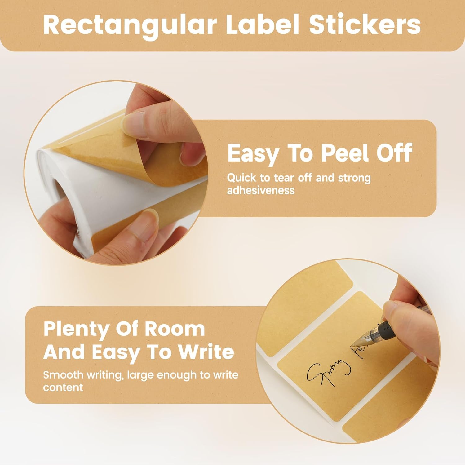 KINGLAKE Kraft Label Stickers 2x3 Inch - 300 Pcs Self-Adhesive Brown Rectangular Blank Labels for Jars, Canning, Crafts, Organizing, Price Tags and Gifts - Image 3