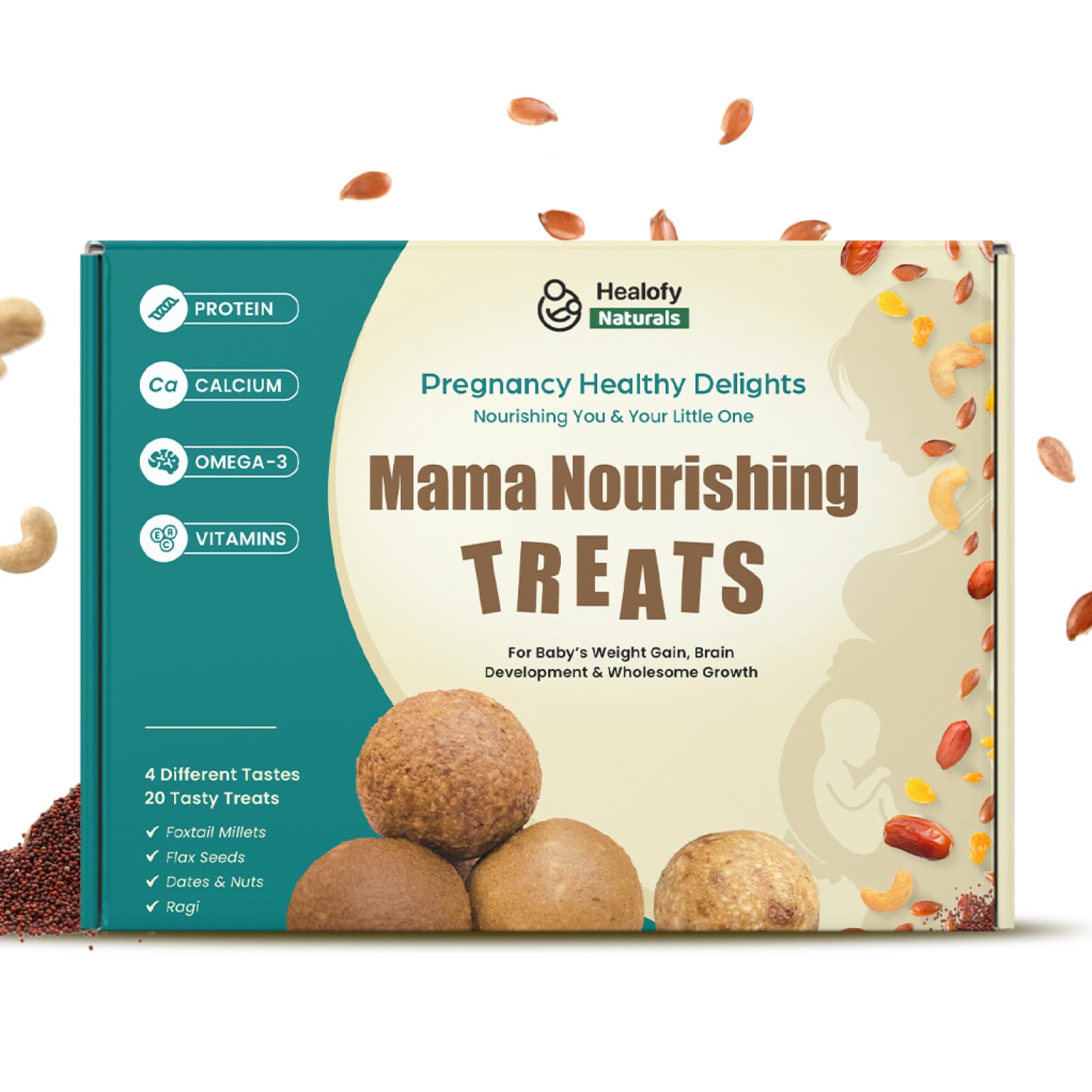 Healofy Mumma Nourishing Treats - Healthy Pregnancy Snack for Pregnancy Cravings | 4 Delicious Flavors in 1 Box | Rich in Calcium, Protein, Vitamins | Pregnancy Laddoo for Women | Sugar-Free & Preservative-Free | Freshly Made Pregnancy Laddu| Pack of (B0DG91XJTJ) Amazon Price History, Amazon Price Tracker