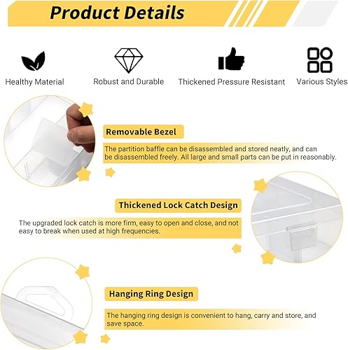 Miniatura 9 de MroMax Caja de almacenamiento de componentes PP, 11.024 x 6.693 x 2.165 in, organizador de plástico, contenedor ajustable, 15 rejillas extraíbles,