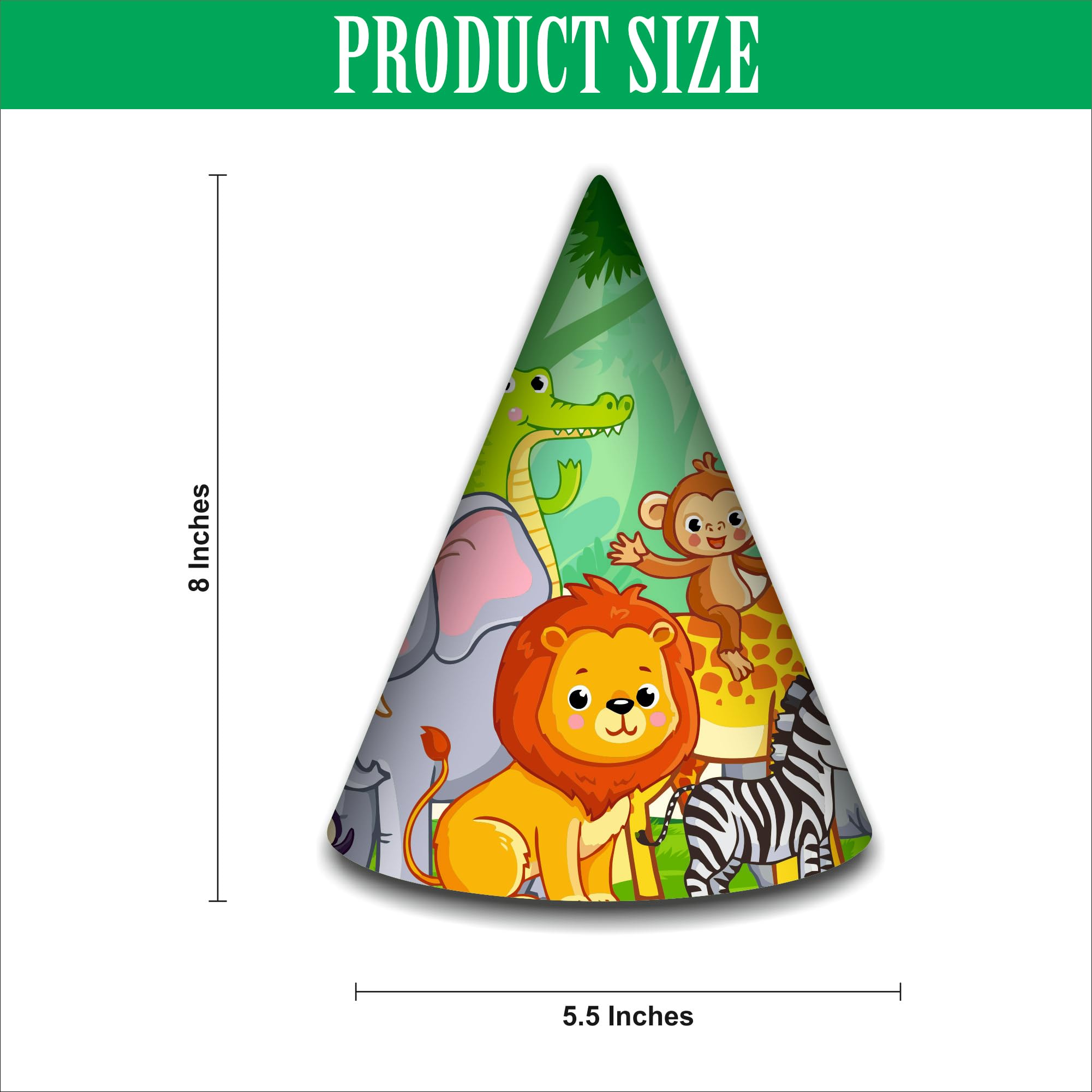 Party Baazaar Jungle Caps for Theme Party | Animal Theme Caps for Girls & Boys | Birthday Cap for Kids | Safari Party Caps for Birthday Decorations (Pack of 10) 3