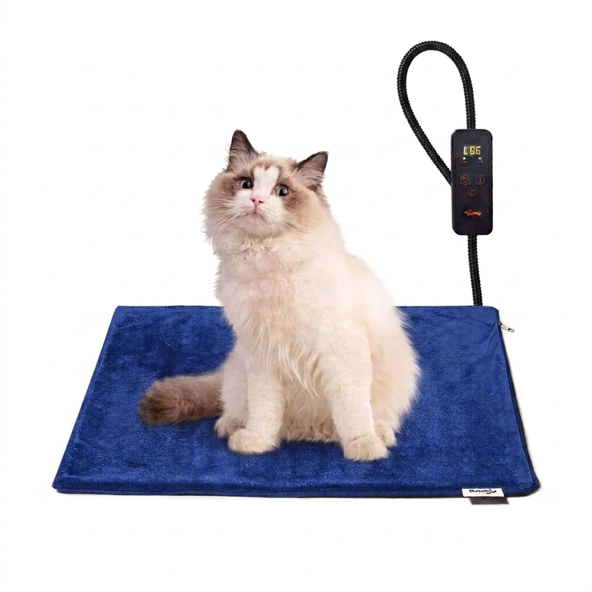 Toozey Katzen & Hund Heizmatte Innen 45 * 40cm, Timing & Temperatur Einstellbar Sicher Elektrisch Haustier Heizdecke, Weicher Wärmedecke für Neugeborene/Klein/Altere Katze und Hund, Blau - S