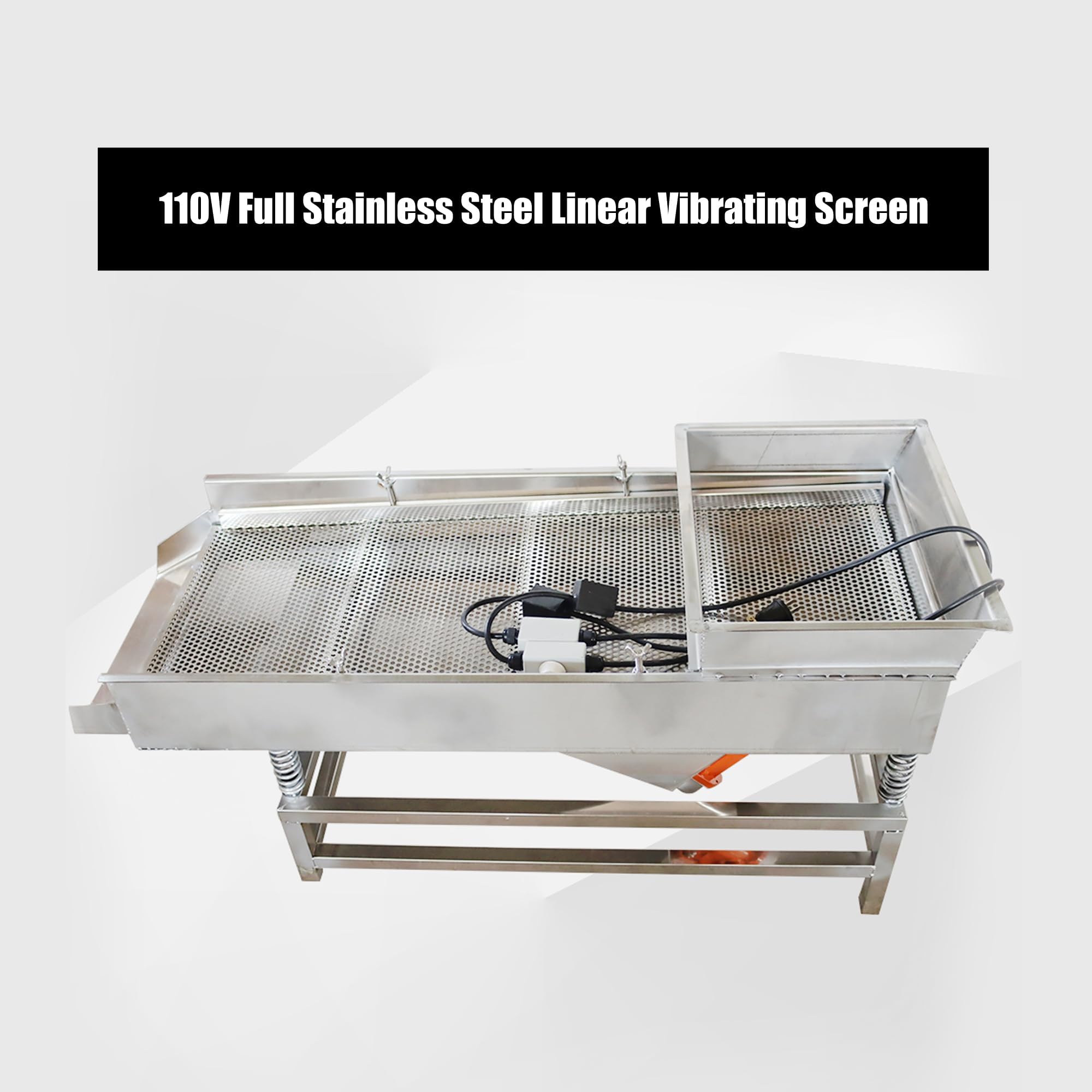 LGXEnzhuo JG40-95 Linear Vibrating Screen Screening Automatic Sifter with 2mm Mesh Screen Dual Motor 80W*2 Stainless Steel