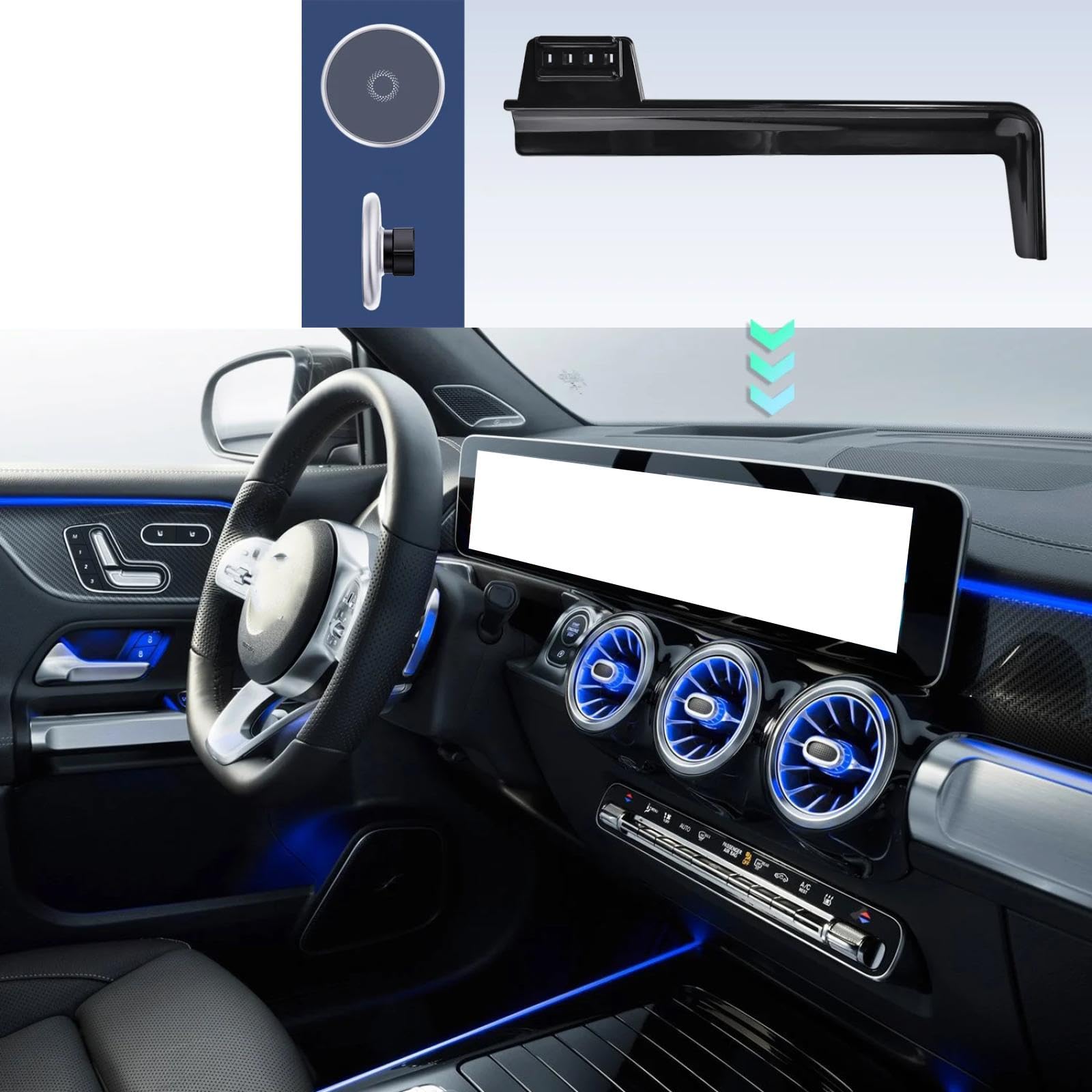 Porta Cellulare Auto per Mercedes Benz GLB X247 2019-2023, LHD 10,25 Pollici Supporto per Cellulare per Auto Supporto per Bocchetta dell'Aria