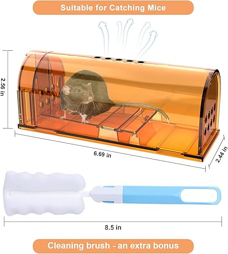 Miniatura 2 de Paquete de 6 trampas para ratones vivas sin muerte, trampas humanitarias para ratones de interior para el hogar, atrapador de ratones reutilizable