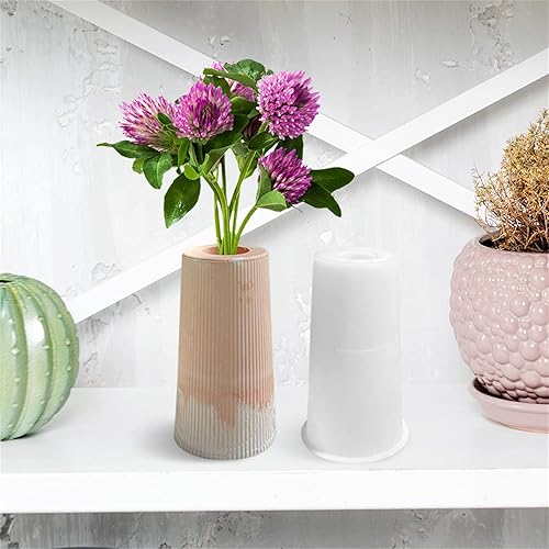 Miniatura 3 de Molde de silicona para florero a rayas, maceta suculenta, maceta de hormigón, yeso, molde de cemento, resina epoxi, soporte para bolígrafo