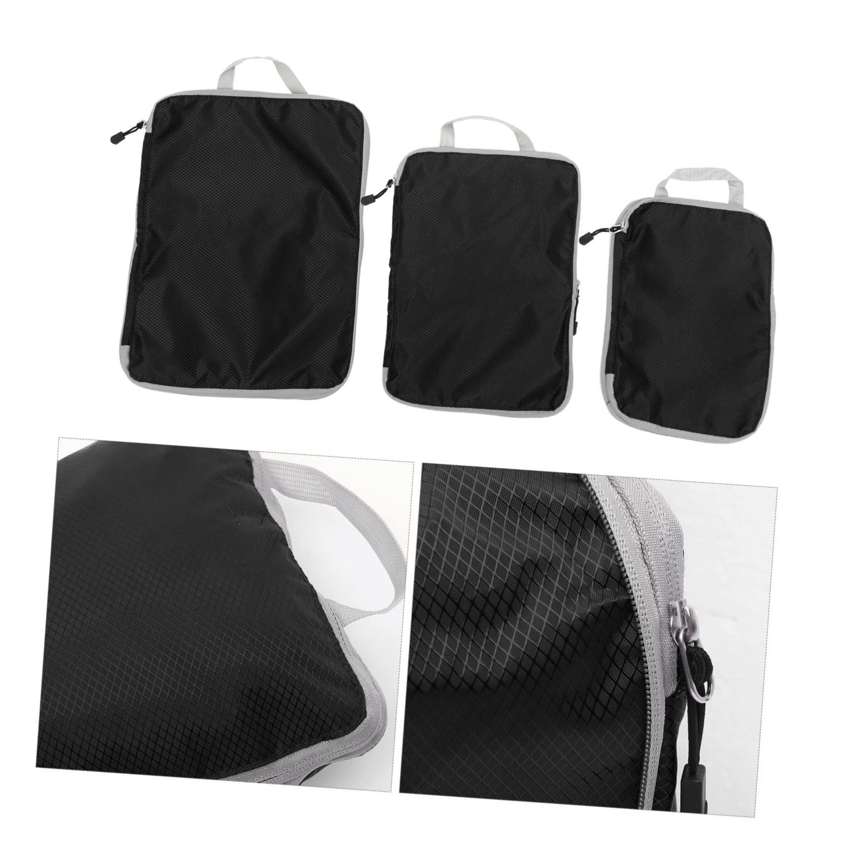 LIFKOME 3 Sacchetti da Viaggio Nero in Nailon, Organizer per Valigia Resistente All’usura, Pratici per Cosmetici e Biancheria Intima, per Viaggio