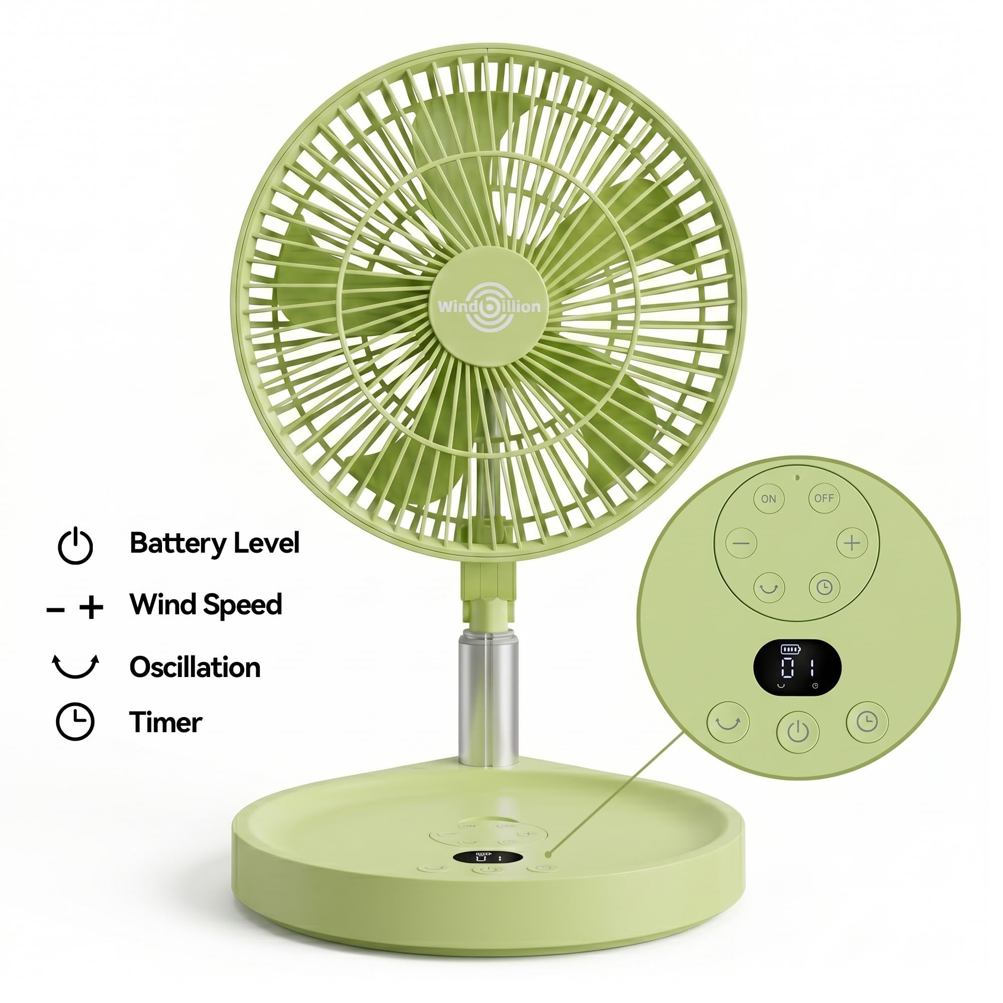 Ventilateur portable rechargeable, H6 pliable sur pied et de bureau, 16 000 mAh, design pliable sans fil avec télécommande, 5 vitesses, flux d'air silencieux, USB-C, banque d'alimentation