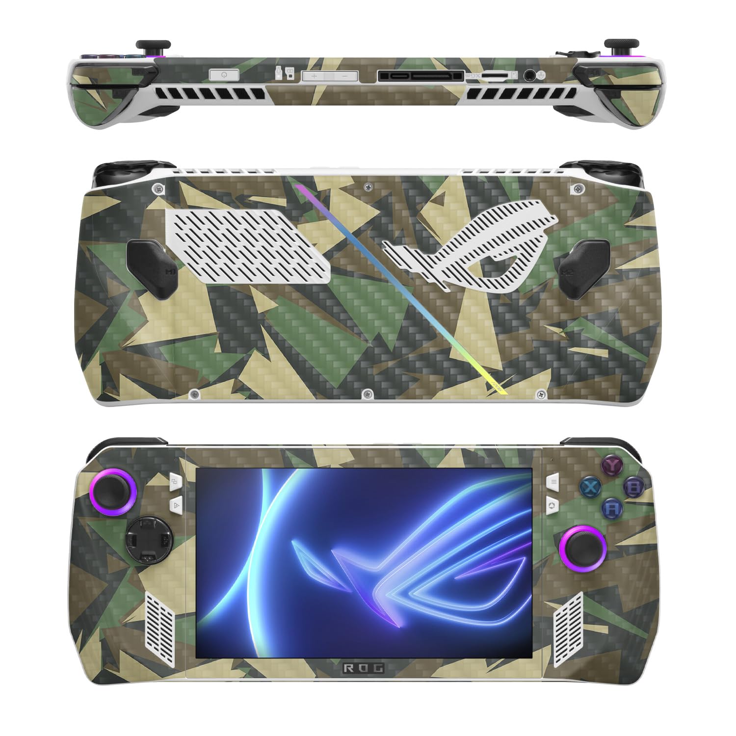 MightySkins Carbon Fiber Skin Compatible with Asus ROG Ally - Polygonal Camo | Protective, Durable Textured Carbon Fiber Finish | Easy to Apply