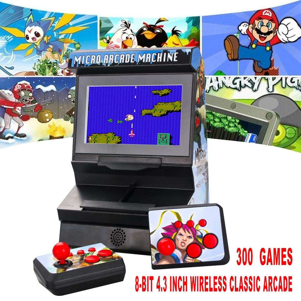 8-Bit 4,3 Pollici Mini Console di Gioco Arcade Classica Senza Fili, 2 Persone Che Giocano a Mano Macchina da Gioco Arcade per Bambini, Amici