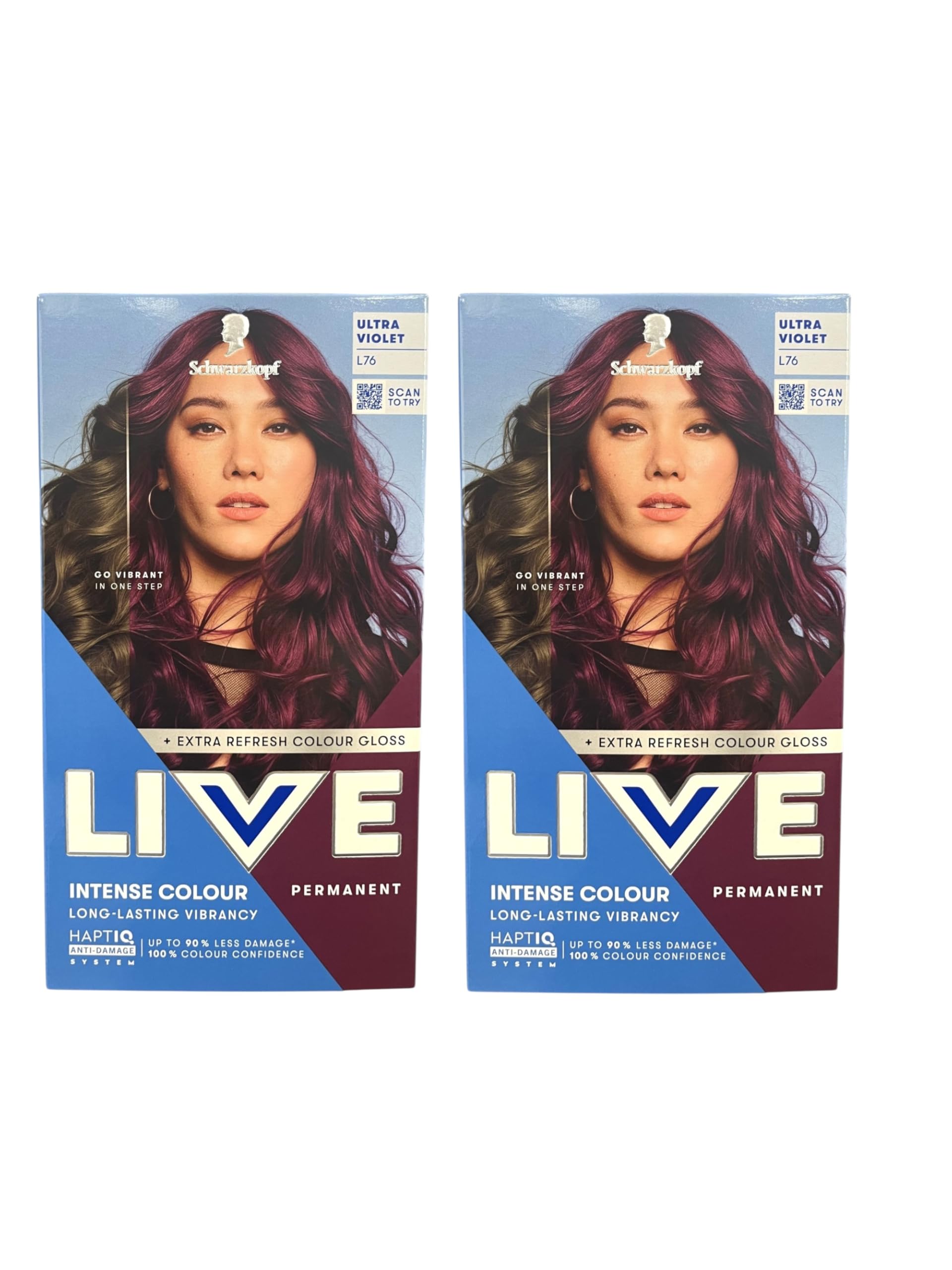 Schwarzkopf LIVE Colour + Lift Ultra Violet Permanent Hair Dye L76 Lot de 2