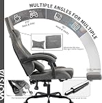 SUKIDA Gaming Chair Massage - Gamers Choice Gaming Chairs for Adults, Reclining Ergonomic Gamer with Footrest Pc Computer Comfy Leather Swivel Recliner Adjustable Backrest Lumbar, Grey