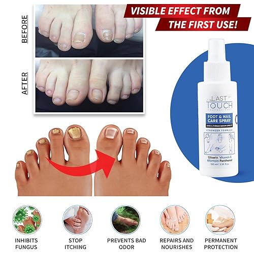 Miniatura 3 de LAST TOUCH Spray para pies y uñas, antipicazón y desodorizante, spray hidratante para el cuidado de los pies  Spray para pies secos y agrietados