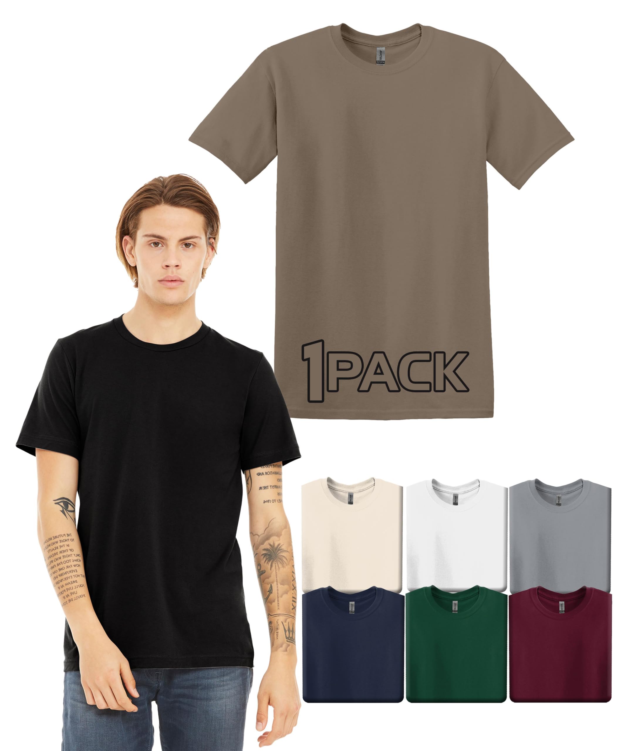 Gildan G500 T-Shirts for Men Bulk Undershirts for Men Multipack - Create Color Pack 5000 Cotton Crewneck Tee
