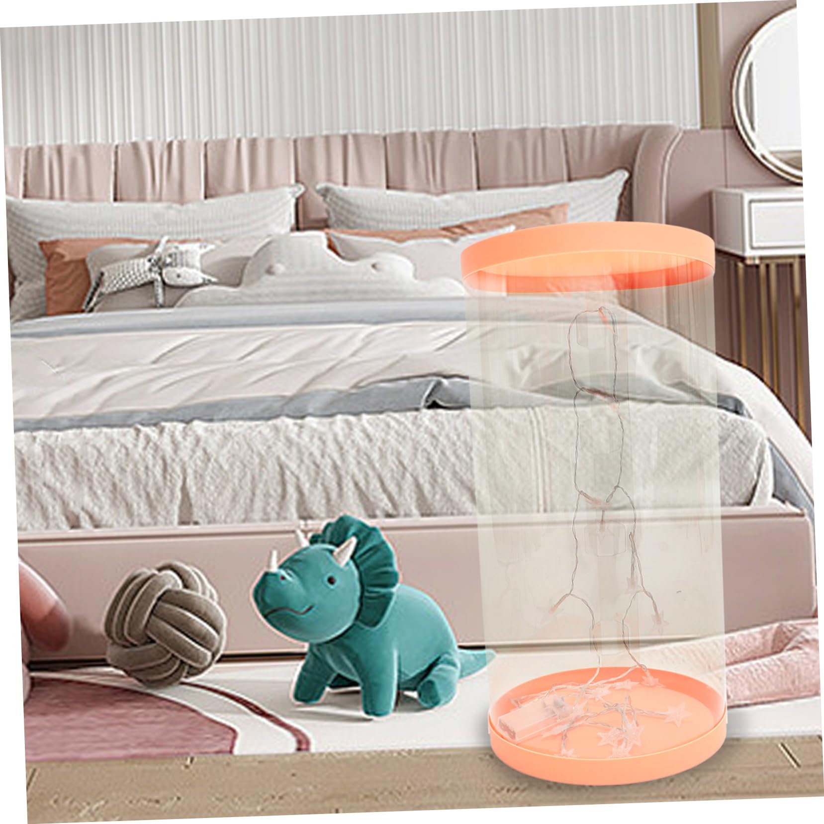 ibasenice 1juego Cubo De Almacenamiento Transparente Para Diseño Cilíndrico Para Juguetes y Decoración Infantil Diámetro Luz Led