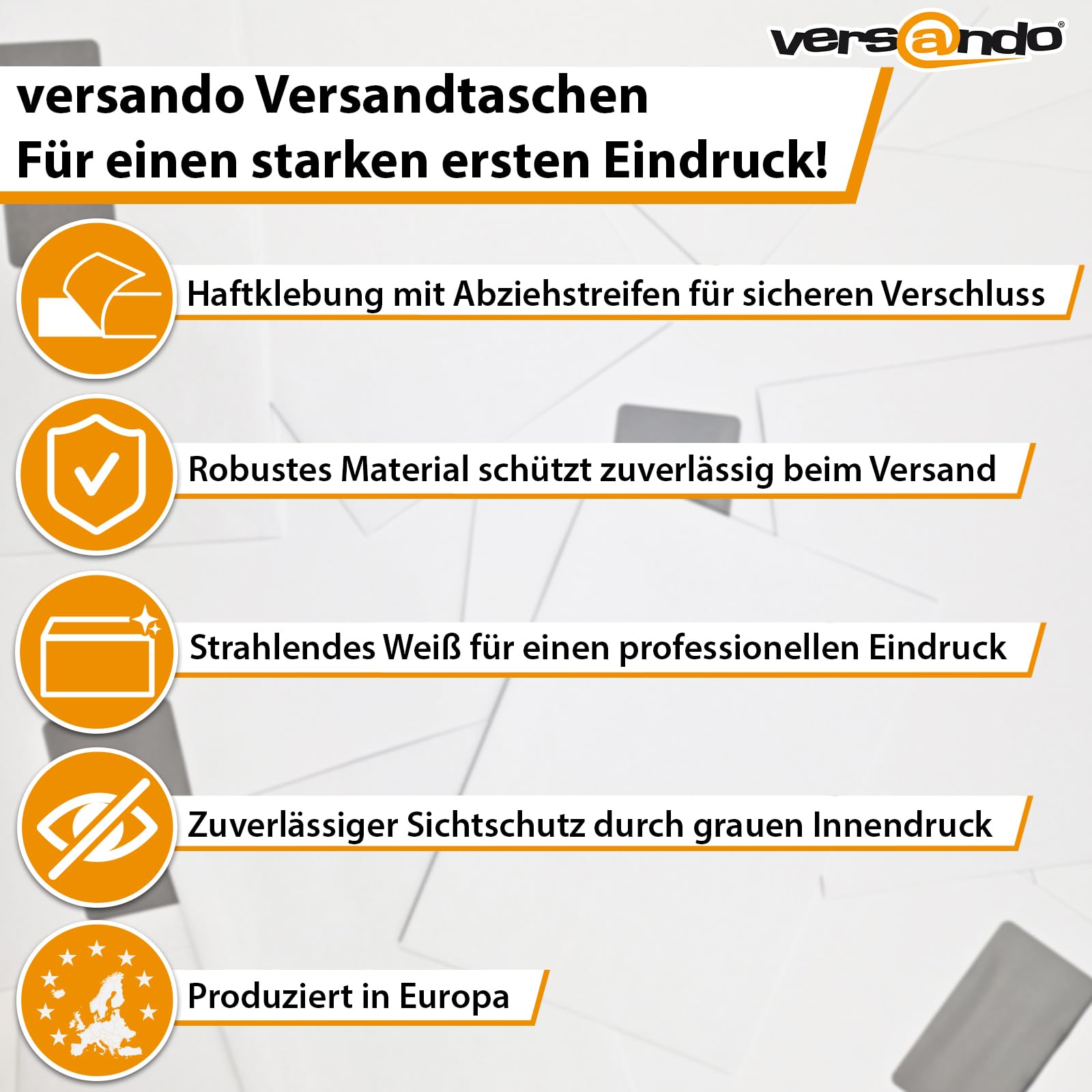 versando 500x Versandtaschen C5 ohne Fenster Haftklebend 162x229mm weiß: Briefumschläge für Büro, wichtige Unterlagen, blickdicht, einfach verschließbar