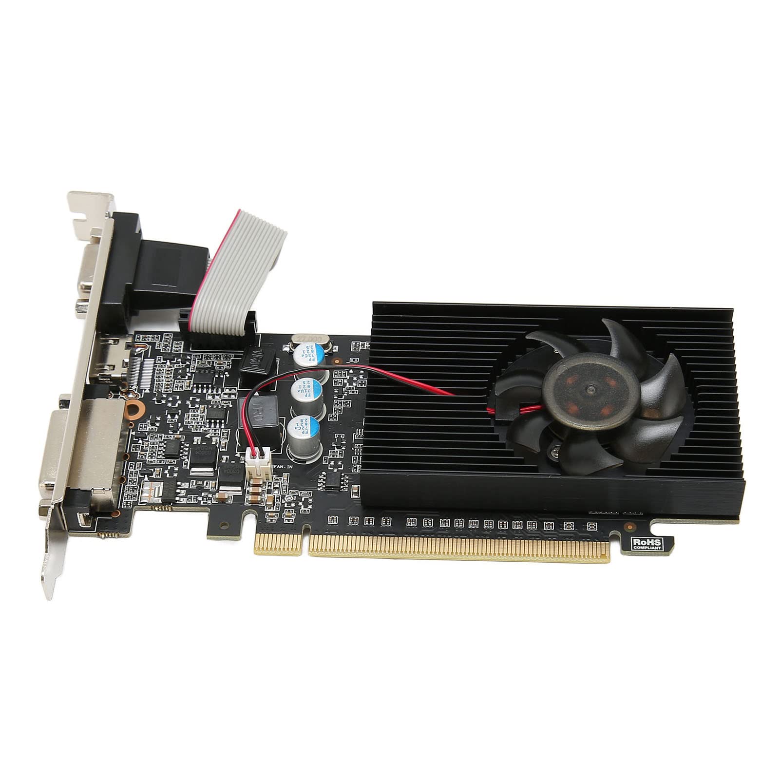 Scheda grafica GT610 da 1 GB, scheda grafica per computer 810 MHz 1000 MHz 2560 x 1600, interfaccia multimediale ad alta definizione, VGA, DVI, scheda video per PC per HD Video Office (GT610 1GD3