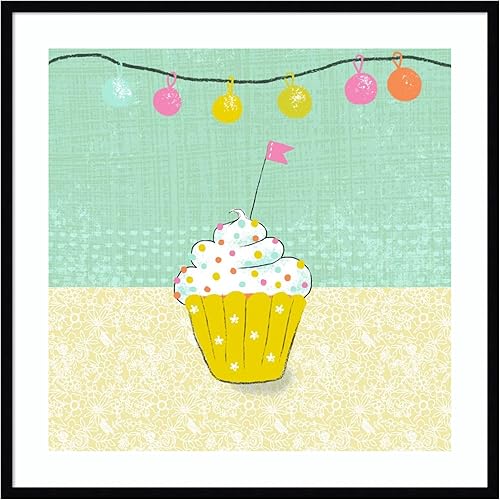 Miniatura 10 de Amanti Art Framed Wall Art Print 28x28 Retro Birthday IV by Chariklia Zarris, Still Life Wall Art, Whimsical Decor, Medium Poster Painting Artwork