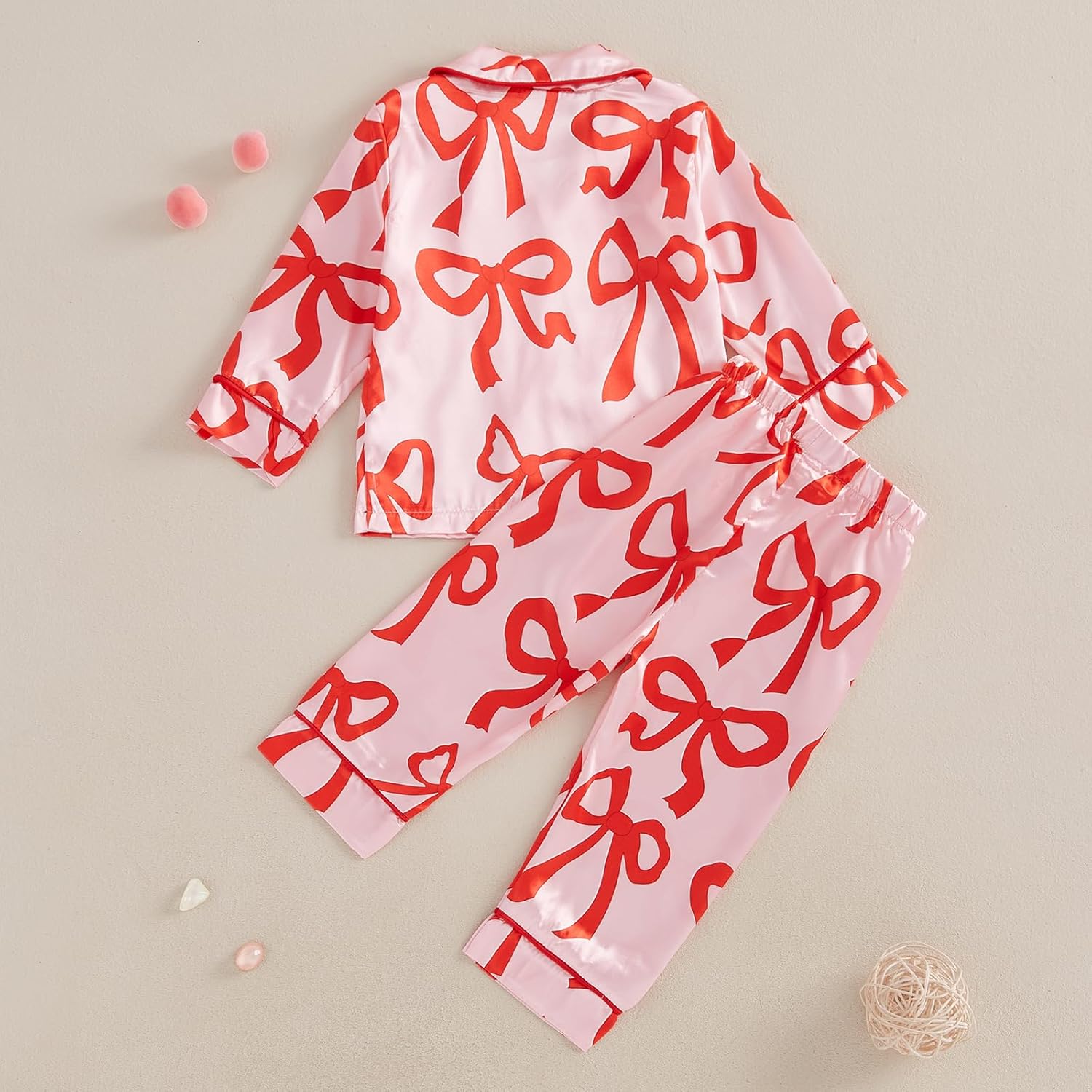 Multitrust Baby Girls Boys Silk Christmas Pajamas Set Santa Claus Long Sleeve Button Down Shirts and Pants Xmas Satin Pj Sets - Image 3