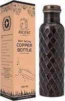 Garrafa de água de cobre puro 950 ml (acabamento diamante antigo premium) | Garrafa de cobre ayurvédica para benefícios à saúde | Garrafa de bebida à prova de vazamento, sem juntas e ecológica para