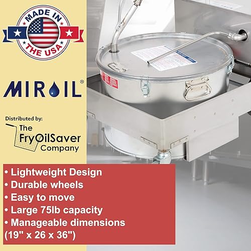 Vista 2 de MirOil BD 707 Máquina de filtro de aceite eléctrico y carrito de desecho, máquina de filtro de aceite portátil para grasa de freidora de 75 libras