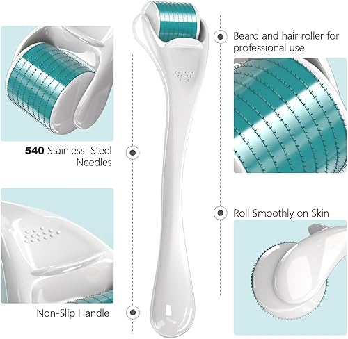 Miniatura 2 de Derma Roller 540 Rodillo de microagujas de acero inoxidable negro para cuidado de la piel facial Uso en el hogar para herramientas de masaje de