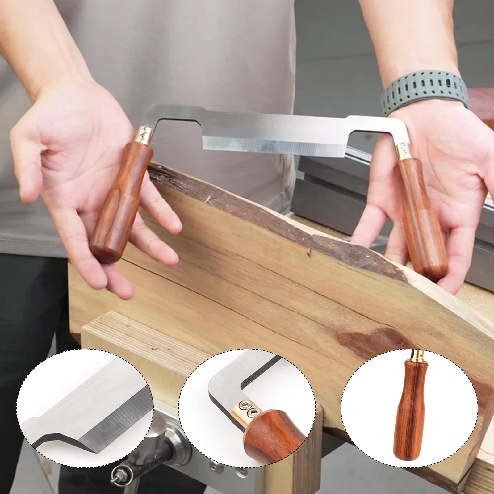 Couteau à Dessiner, Outil de Rasage de Tirage Outil de Rasage de Tirage D'écorçage à Couteau Incurvé/Droit pour Bûches D'élimination L'écorce Des Arbres