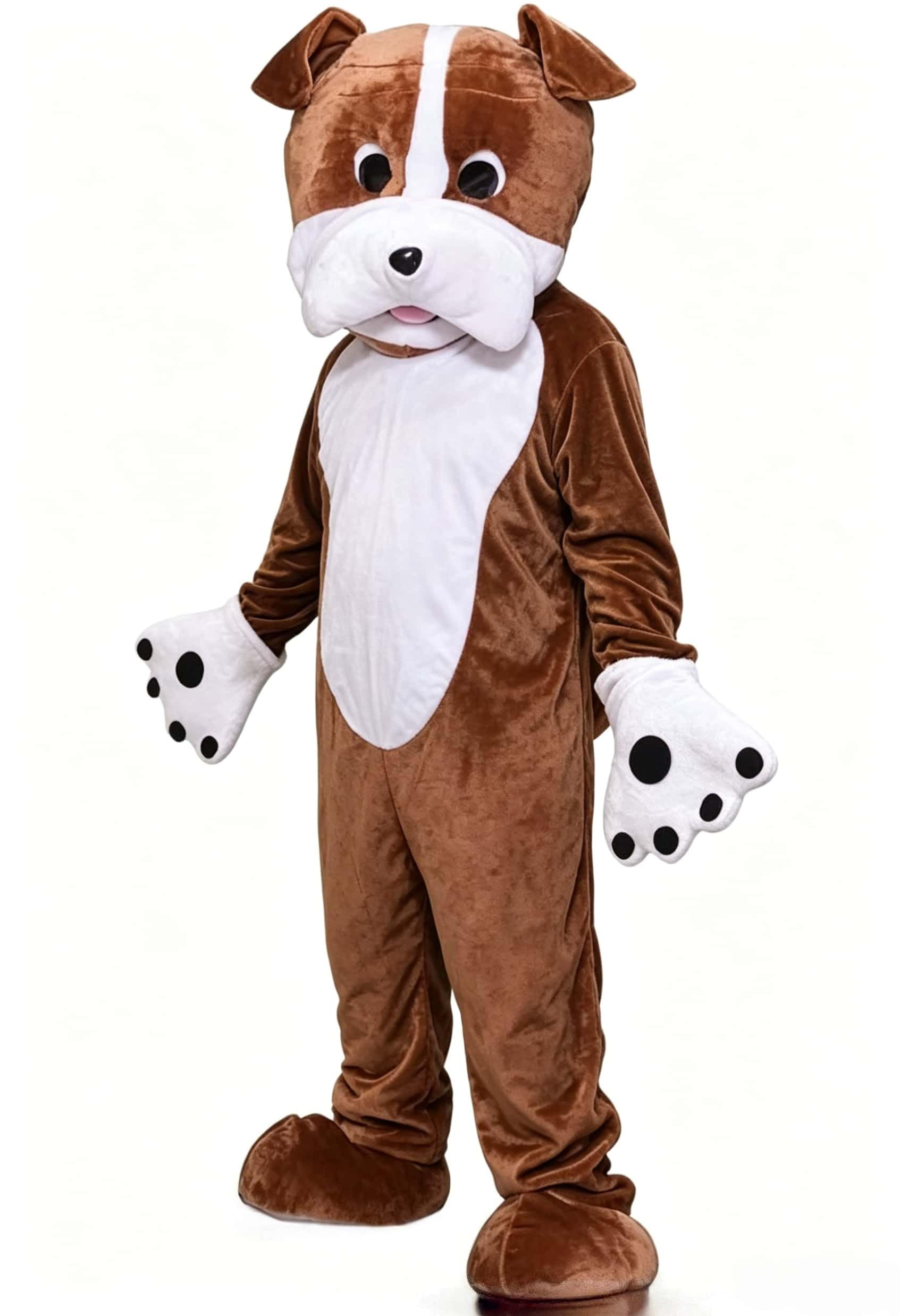 Costume in peluche di cane, mascotte, outfit con figure di cuccioli, costume da bulldog per adulti