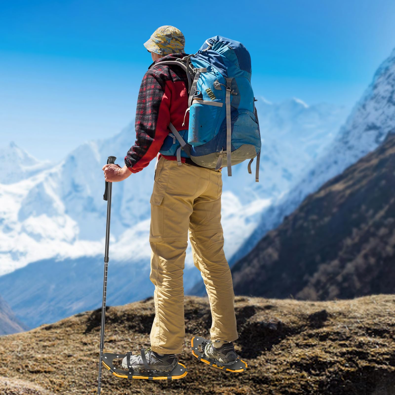 53 cm rakiety śnieżne z dodatkowymi kijkami trekkingowymi, torba do przenoszenia, lekka, aluminiowa, do chodzenia i wędrówek, trwała, na każdy teren, z wiązaniem, dla mężczyzn, kobiet, pomysł