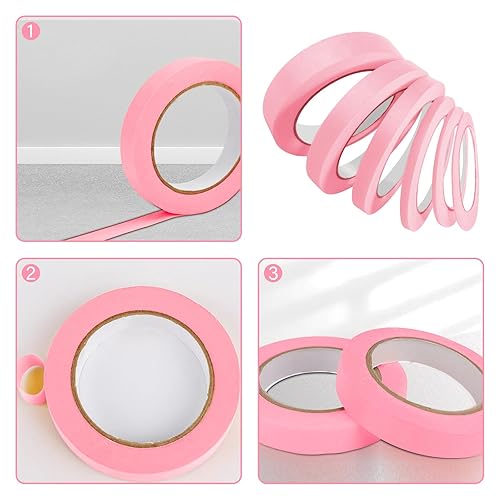 Miniatura 10 de 6 rollos de cinta de línea fina de 116 18 15 25 12 34 pulgadas x 55 yardas cinta adhesiva de pintura de pintura de pintura de automóvil