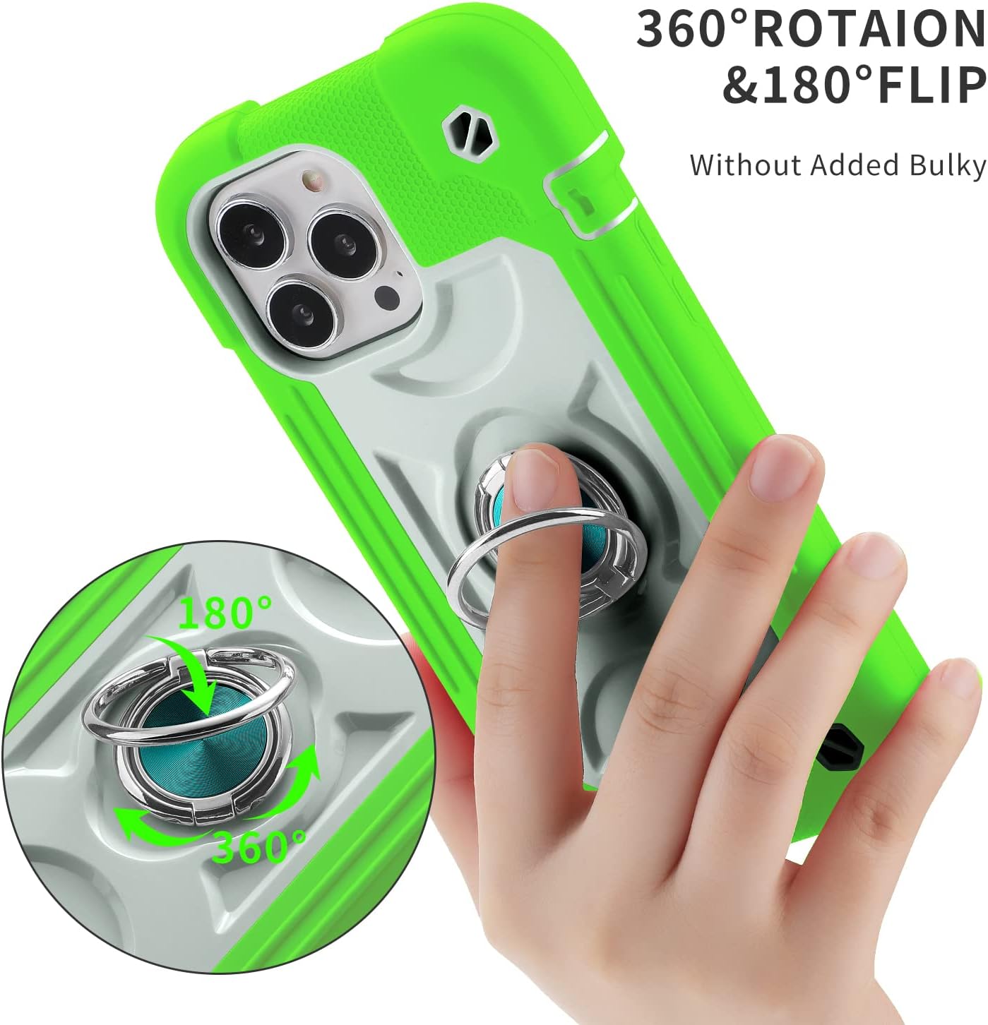 MARKILL Compatible with iPhone 13 Pro Max Case 6.7 Inch with Ring Stand, Heavy-Duty Military Grade Shockproof Phone Cover with Magnetic Car Mount for iPhone 13 Pro Max. (Guava)