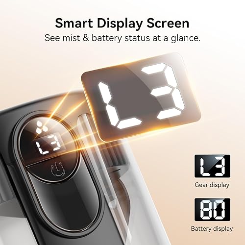 Miniatura 5 de Humidificadores inteligentes para dormitorio, humidificador recargable de llenado superior con luz nocturna, humidificador de niebla fría de 1.4 L