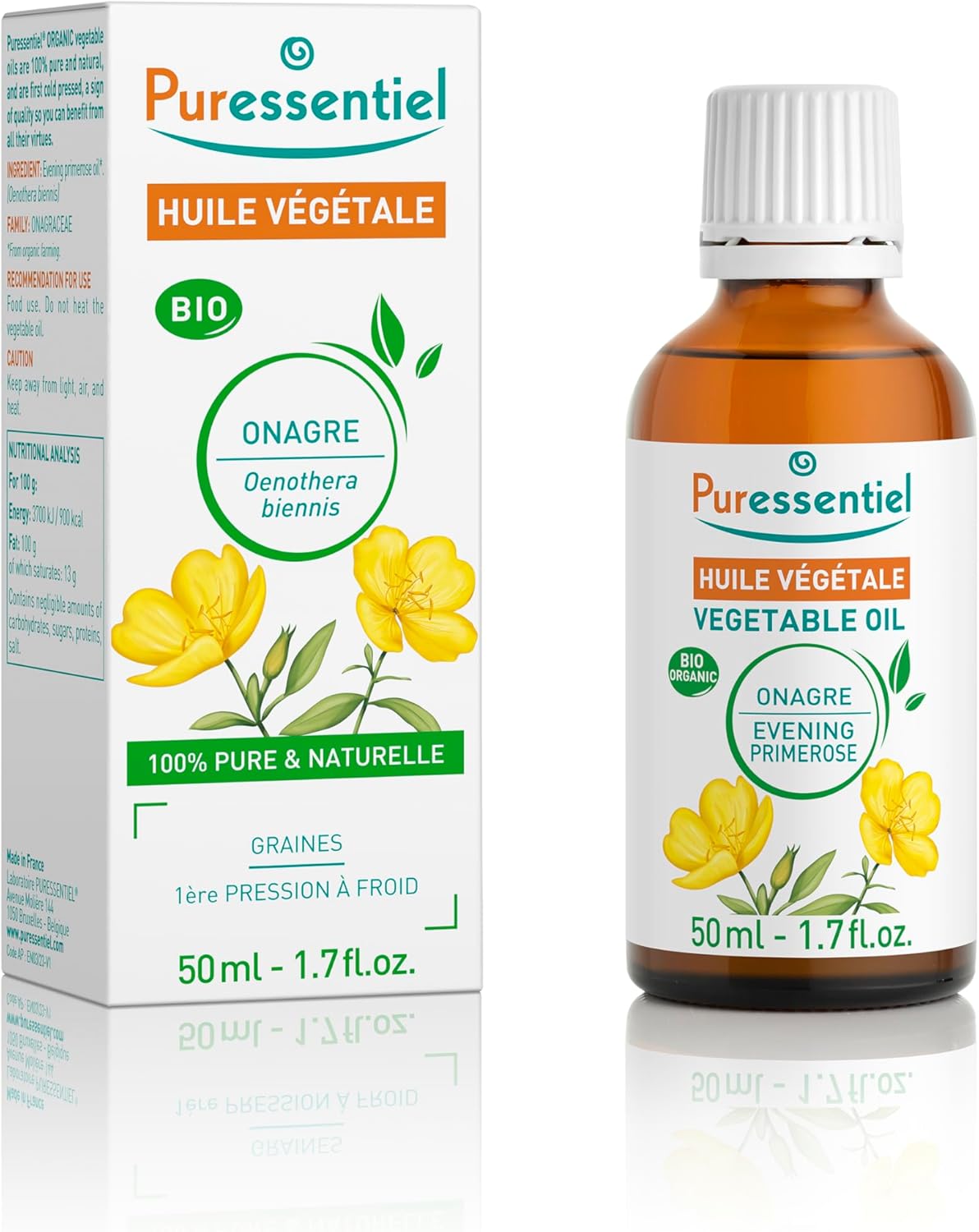Puressentiel Huile Végétale d’Onagre Riche en Omega 6 et