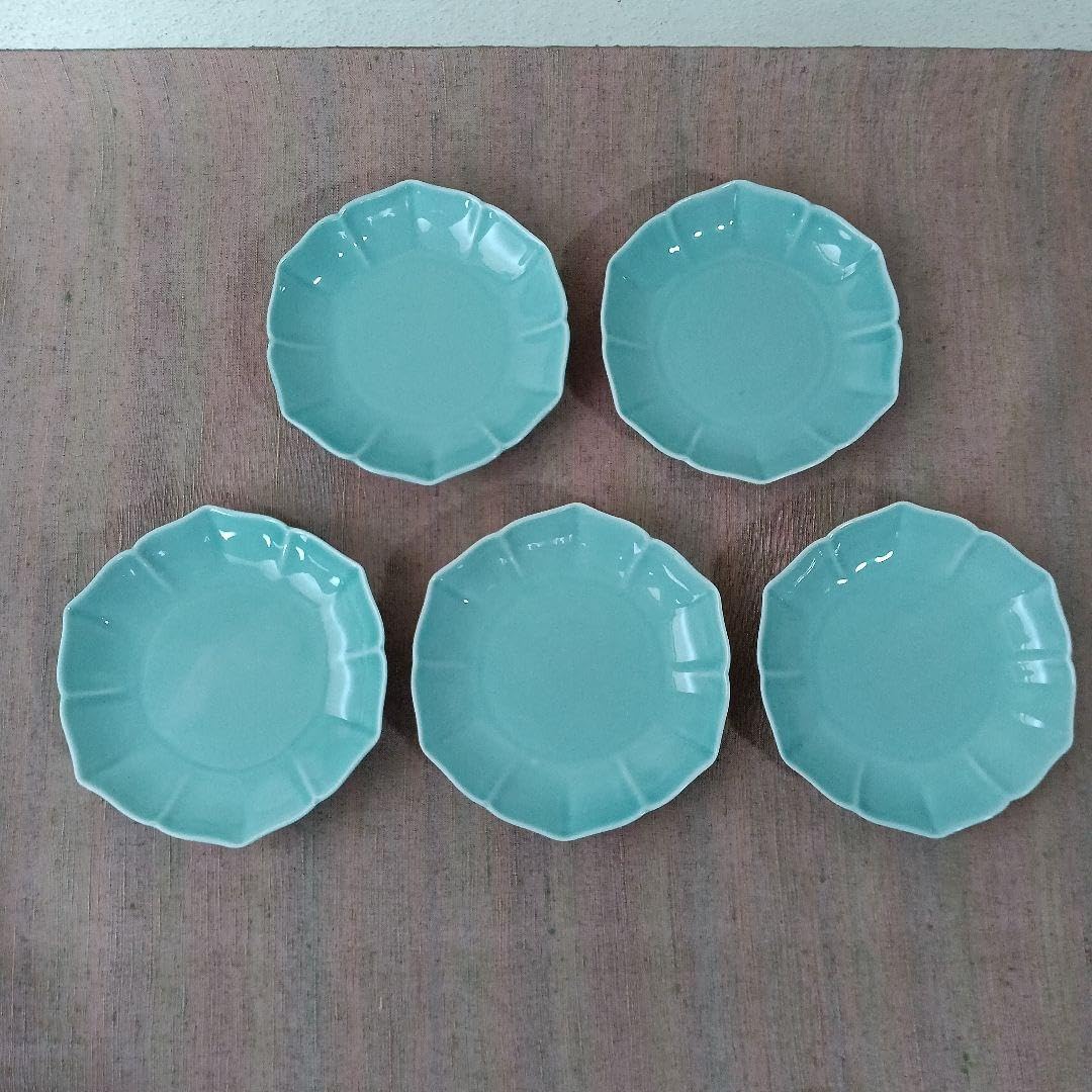 初代 三ツ井為吉造 南画風絵変 八角銘々皿 五客