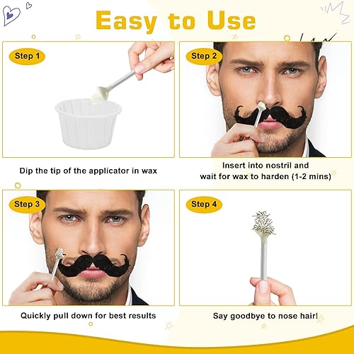 Miniatura 5 de Auperwel Kit de cera para nariz de 4.23 oz (120 g), incluye 30 aplicadores para depilación rápida e indolora, perfecto para hombres y mujeres, kit