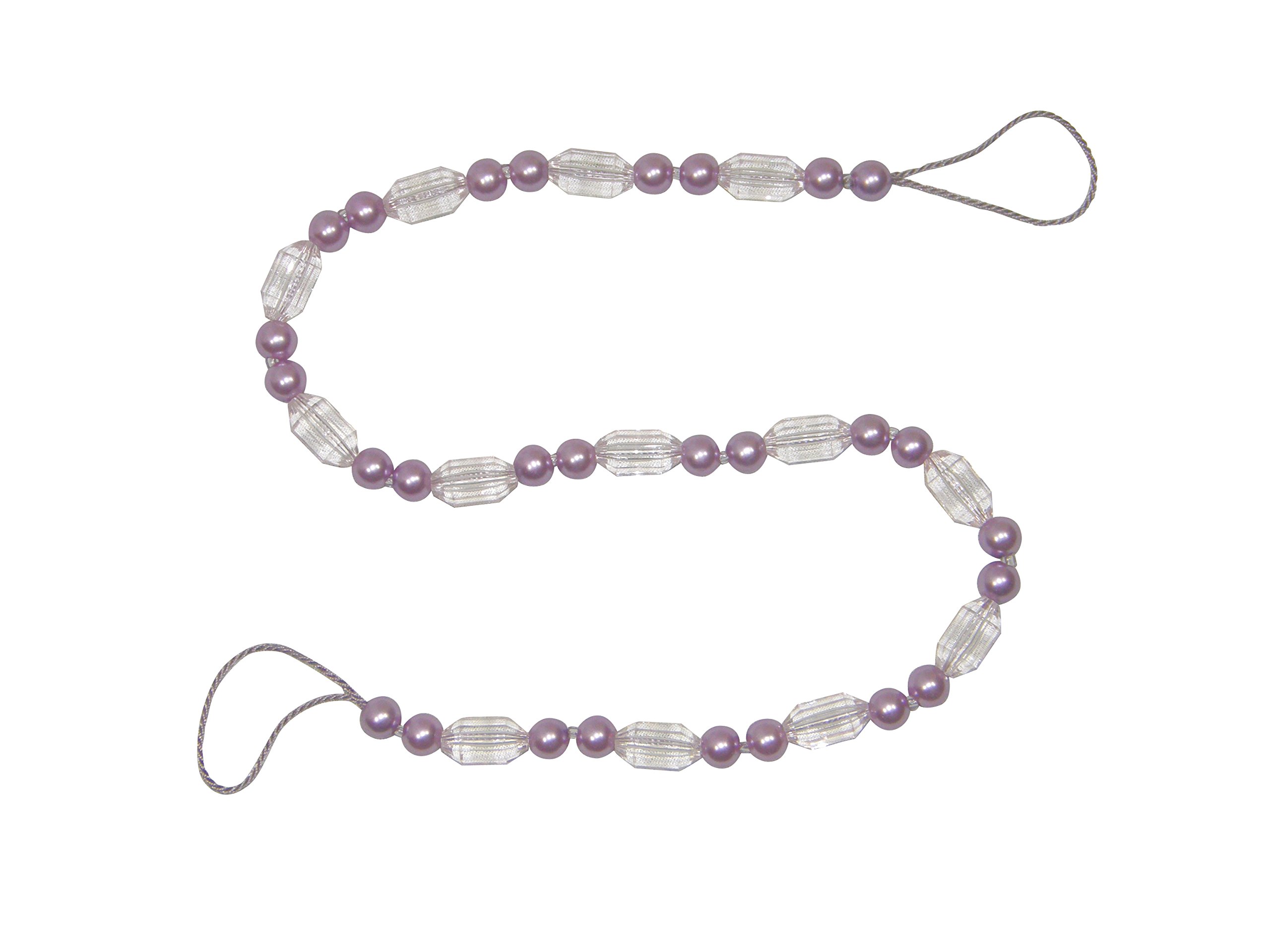 2 X STUNNING VIOLET BEADED CURTAINS VOILES DRAPES TIE BACKS TIEBACKS 27" 69CM