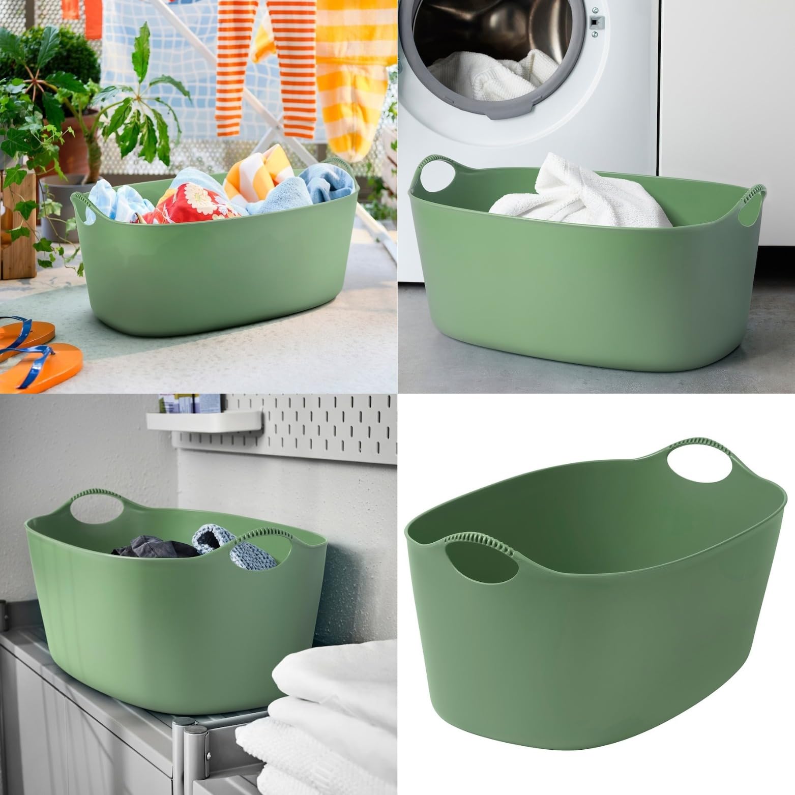 TORKIS laundry basket, in-/outdoor, green, 35 l