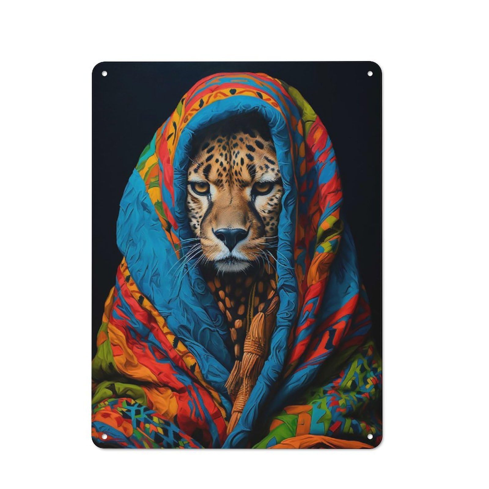 Junmoney Cozy Cheetah Metal Sign 40X30cm With For Pub Or Café, Retro Decor, For Cooler-Month Interiors With Retro Character