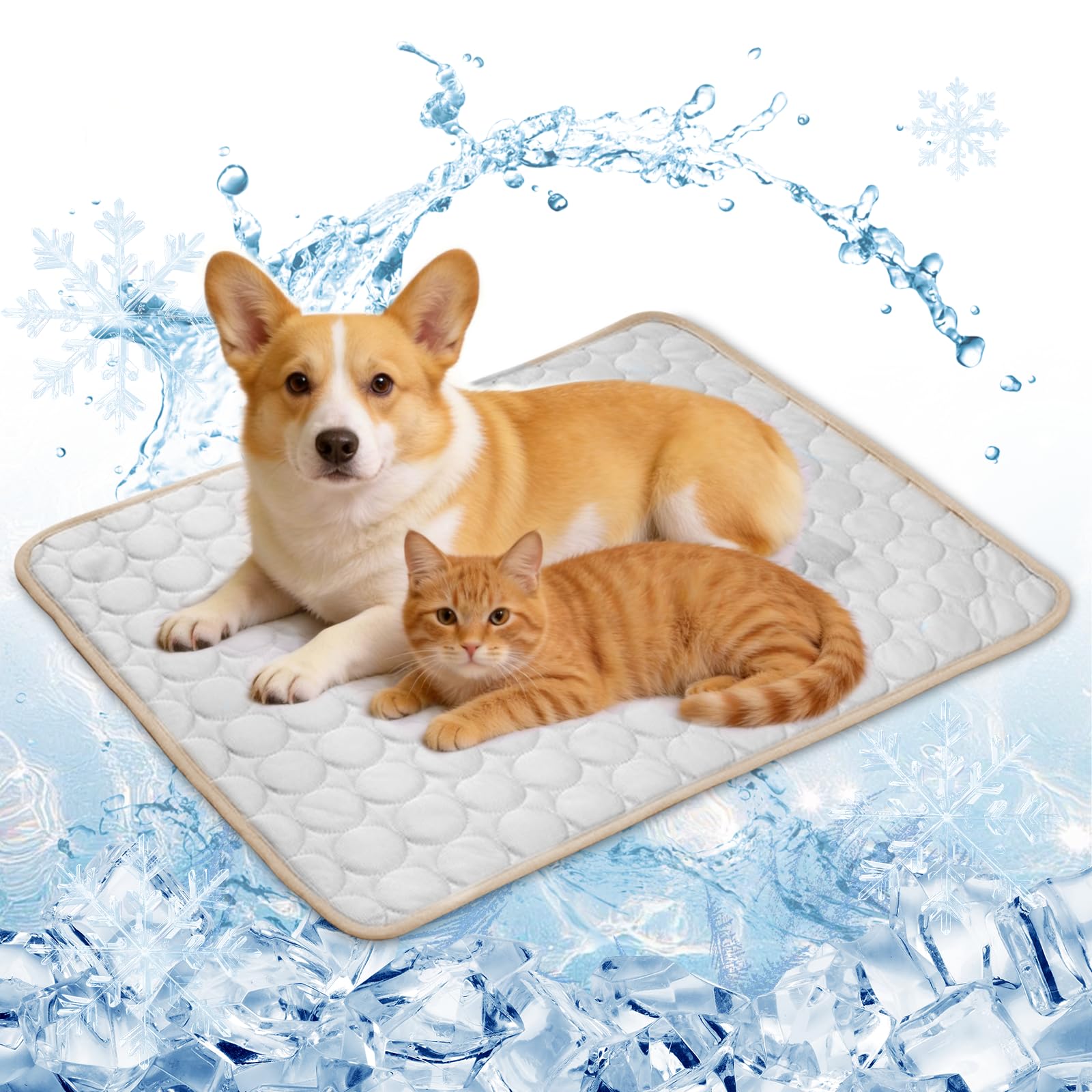 Tappetino Refrigerante Cane 69x50CM, Tappetino Rinfrescante per Cani Antigraffio, Resistente, Atossico, Pieghevole, Tappetino Rinfrescante Lavabile, Facile Pulizia per Interni, Esterni,Auto,(L/Grigio)
