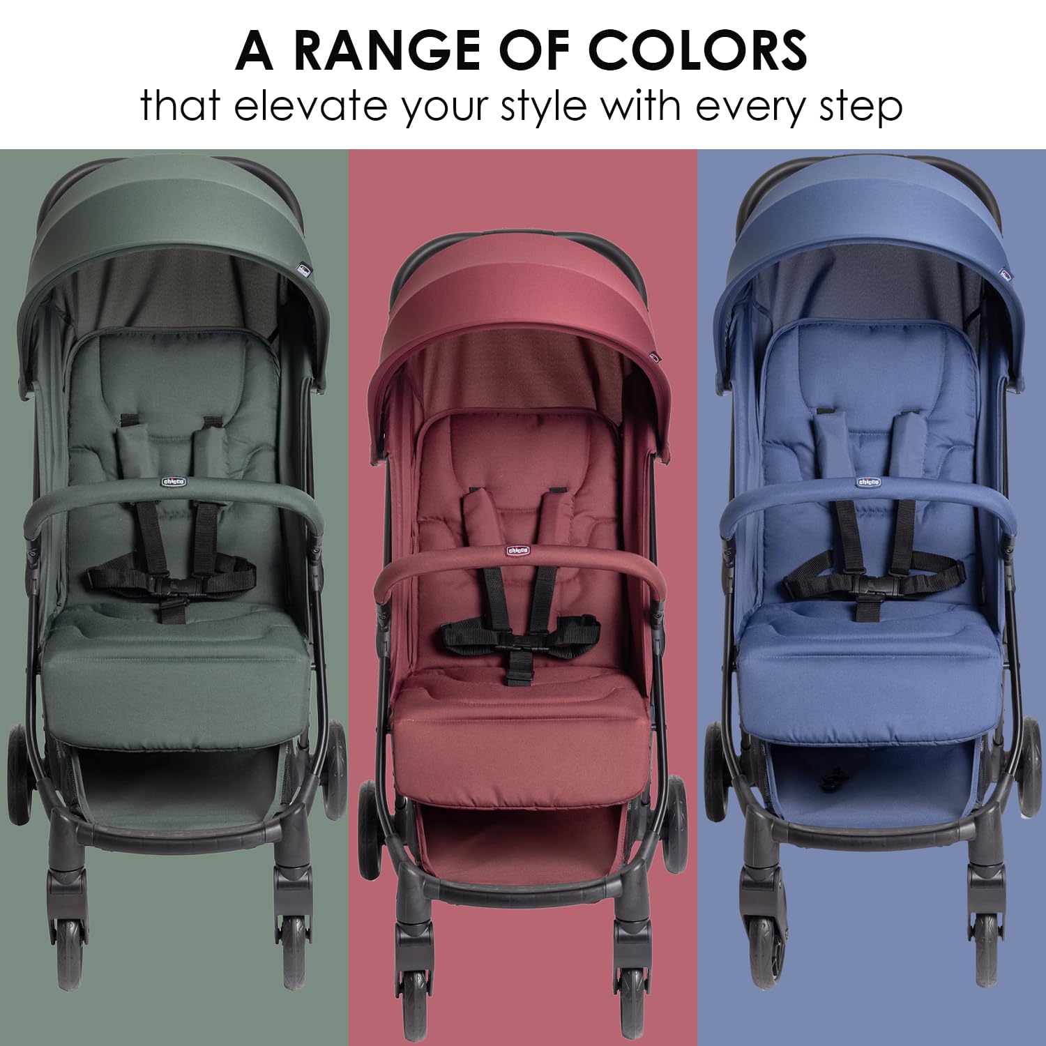 Chicco Urbino, Wózek 0+ miesięcy - 22 Kg, Lekki Wózek Spacerowy z Inteligentnym i Kompaktowym Składaniem, Rozdkładana Budka z Powłoką Przeciwdeszczową i UV50+, Odchylane i Regulowane Oparcie, Podnóżek