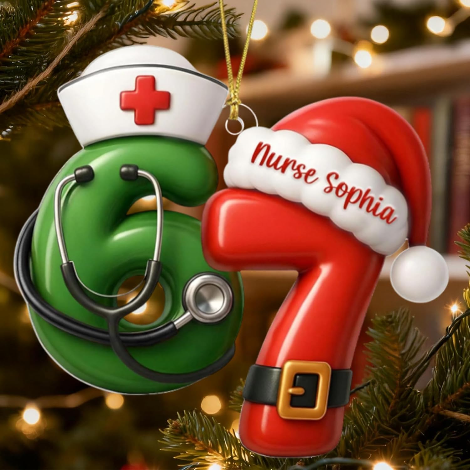 Personalized Nurse 67 Christmas Ornament 2025, Custom 67 Ornament for Xmas Tree, Funny Medical Ornaments for Exchange, Stocking Stuffers, Nurse Gag Gifts, Cute 6 7 Gift for Students, Teens, Kids - Image 7