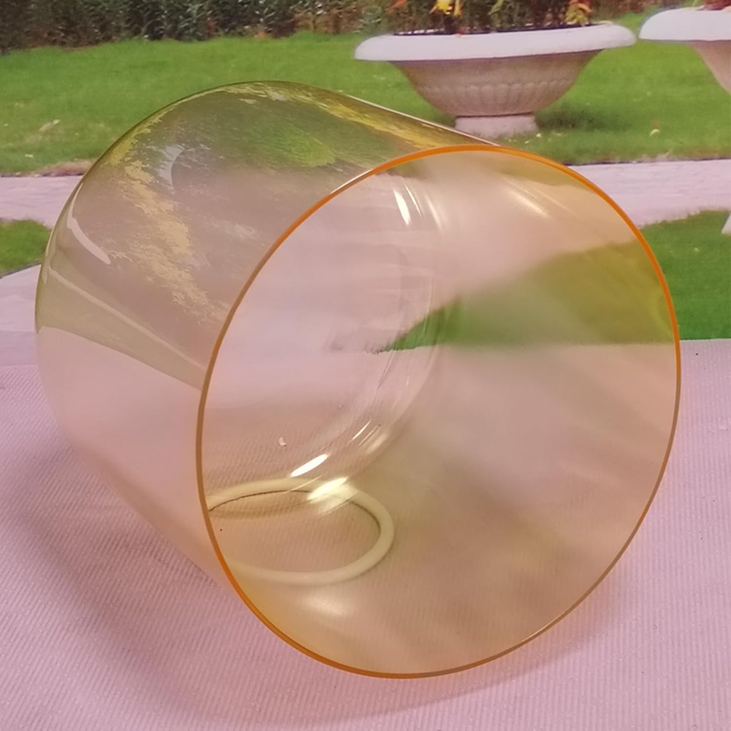 ENERGYSOUND E Solar Plexus Chakra,Misty Yellow Clear Crystal Singing Bowl, Quartz Sound Bowl 9 inch