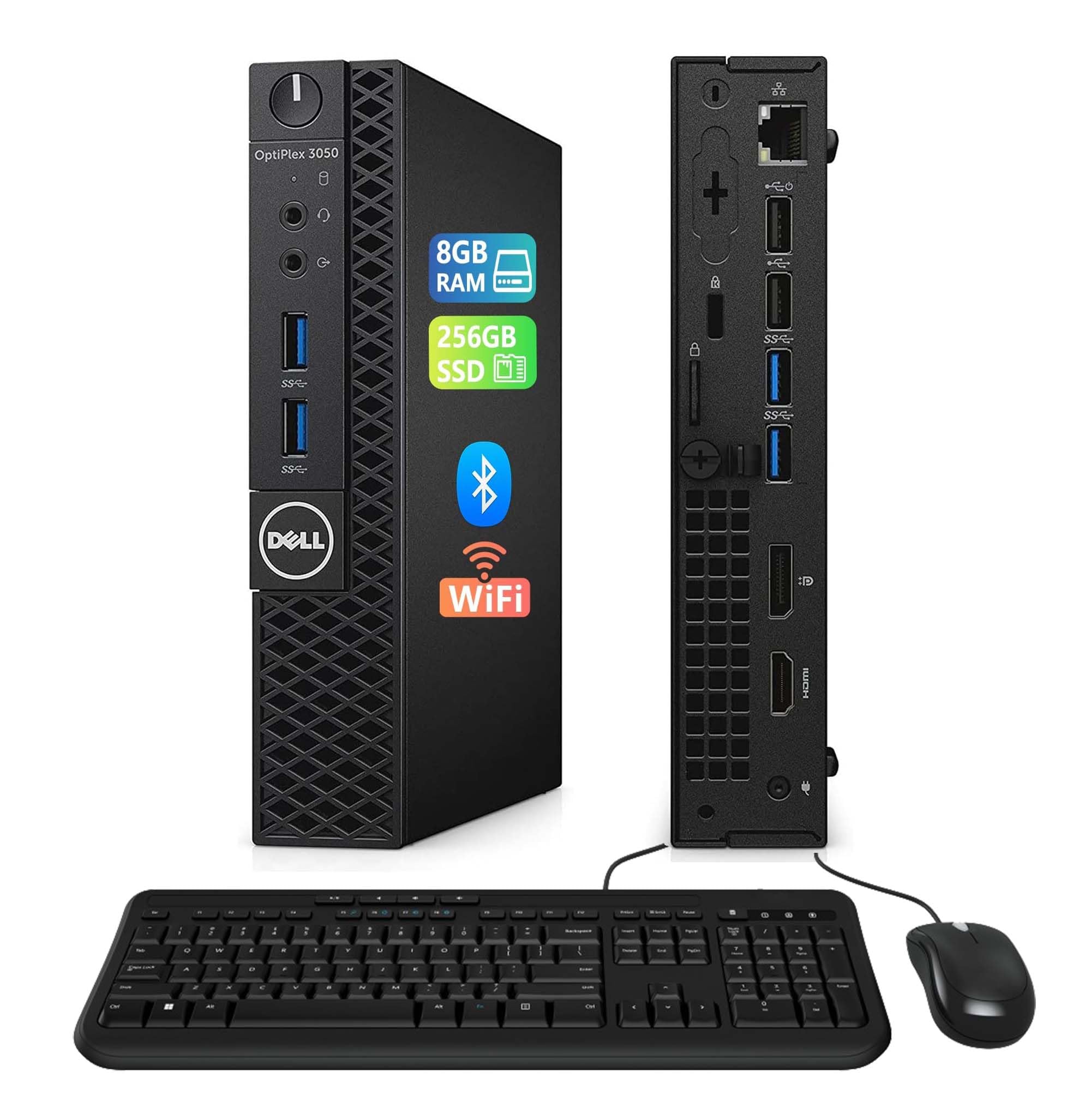 Dell OptiPlex 3050 Mini PC de bureau, Intel Core i5-6500T, 8 Go de RAM, 256 Go SSD, Wi-Fi, Bluetooth, clavier QWERTY américain, Windows 11 Pro (reconditionné)