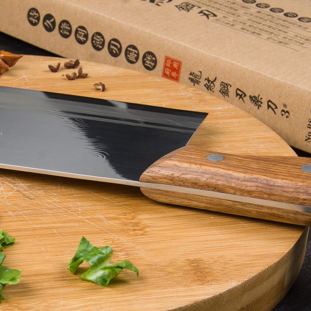 MAYiT Meat Cleaver Knife, Chinese Cleaver Kitchen Knife Stainless Steel Full tang Handmade Chopper Butcher Meat Vegetable Cutting Slicing Knife Box