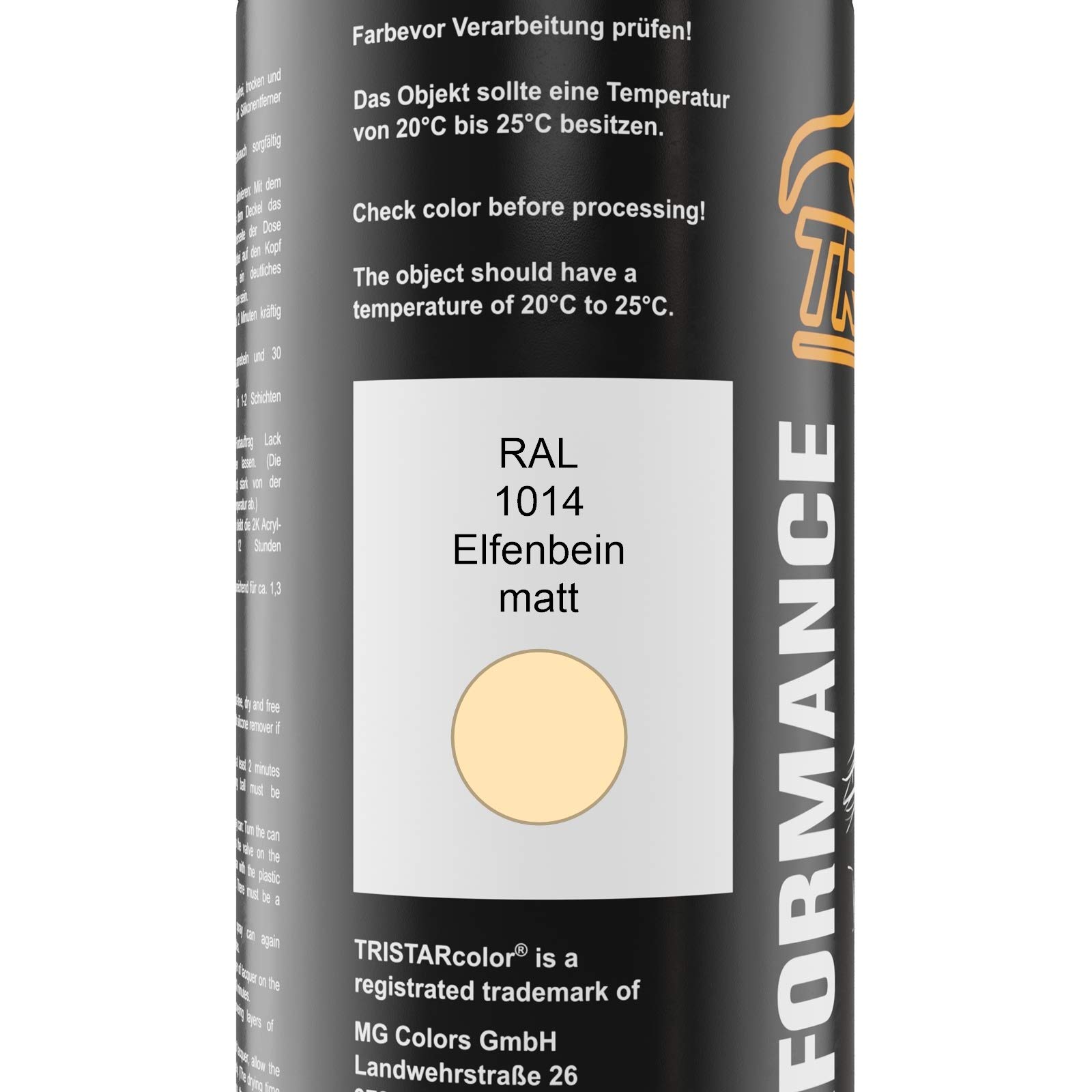 TRISTARcolor RAL 1014 Elfenbein Spraydose – 400 Ml Seidenmatt, Schnelltrocknend, Made In Germany