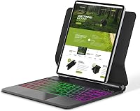 FOGARI Bluetooth Billentyűzet iPad Air 11/5/4 és Pro 11 Modellekhez - QWERTZ Touchpad, 7 Színű Háttérvilágítás, Fekete 2