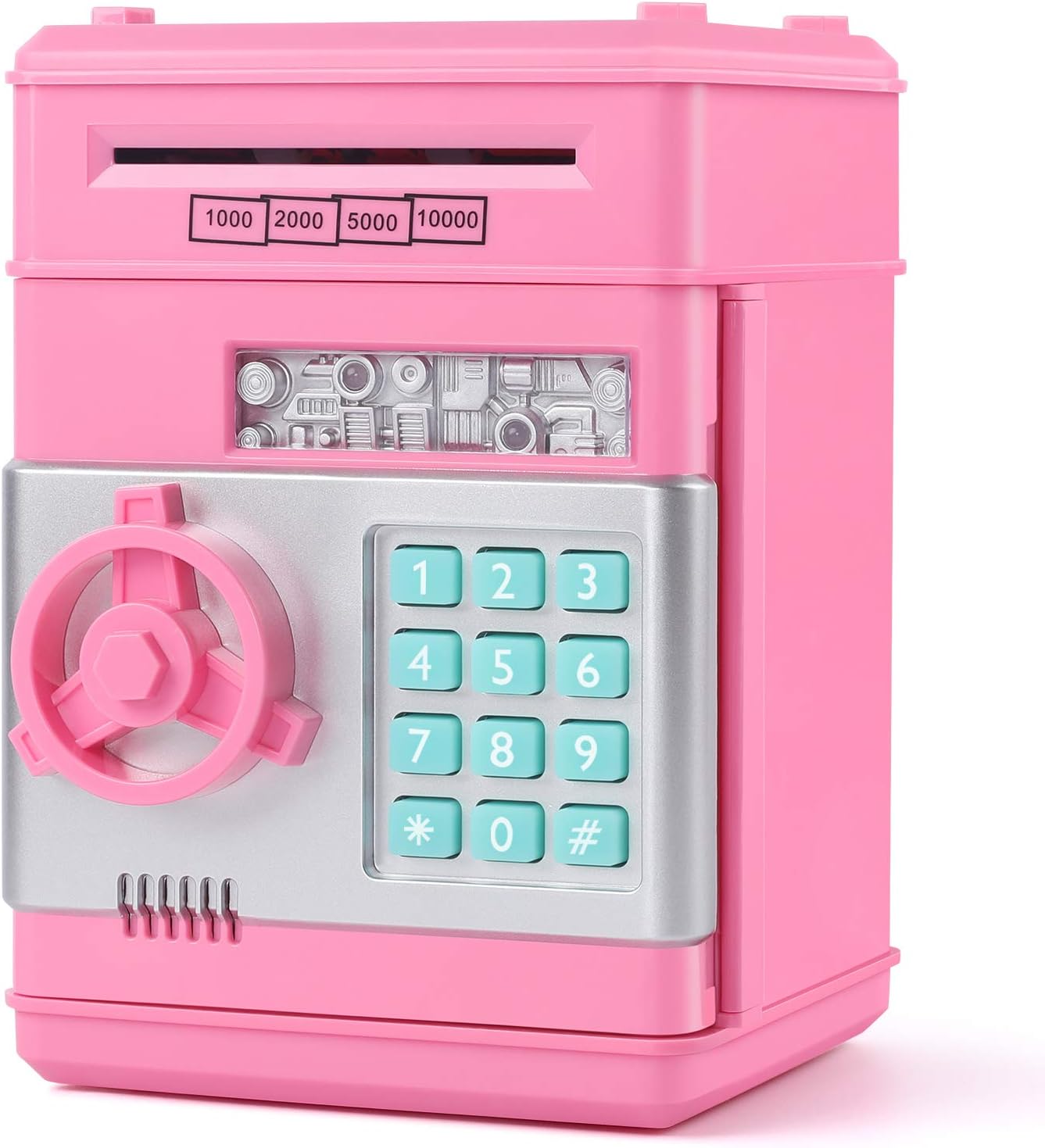 AWH KMiKE Electronic Piggy Bank for Kids Cash Cartoon ATM Money Saver Bank for Kids with Password Great Gift Toy for Kids Children (Pink)