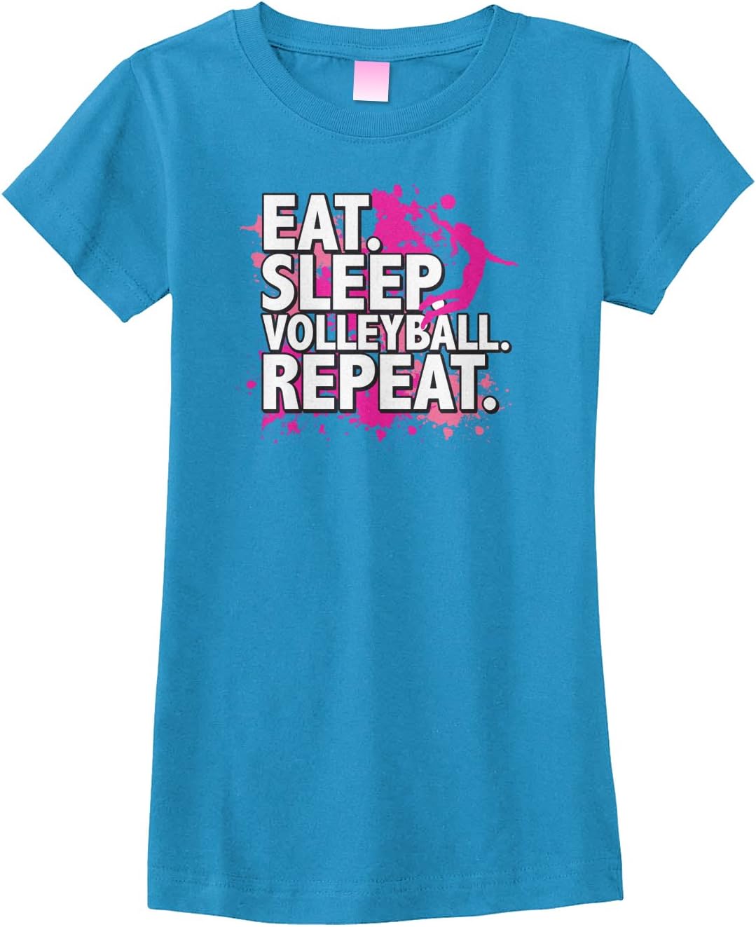 Threadrock Big Girls' Eat Sleep Volleyball Repeat Fitted T-Shirt