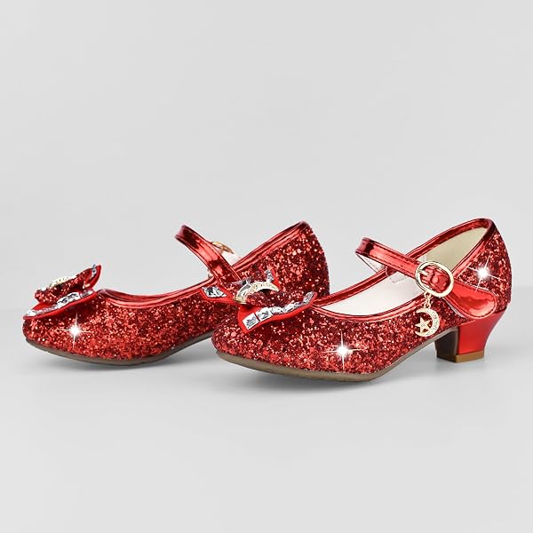 Chaussures de Princesse à Talon pour Filles avec Paillettes Chaussures Reine Chaussures de Déguisement Scintillantes pour Fêtes et Anniversaires - 5