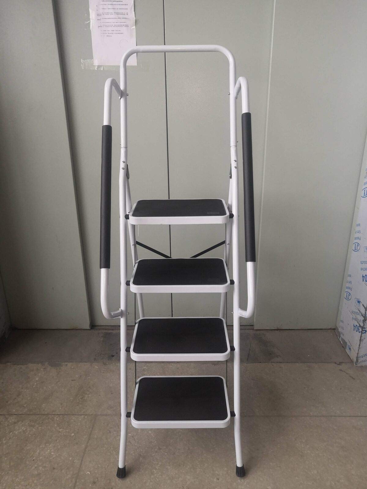 Escalera plegable de 4 hilos de acero de alto rendimiento, escalera de seguridad con soporte para carril de mano, peldaños antideslizantes para casa de cocina, jardín de oficina