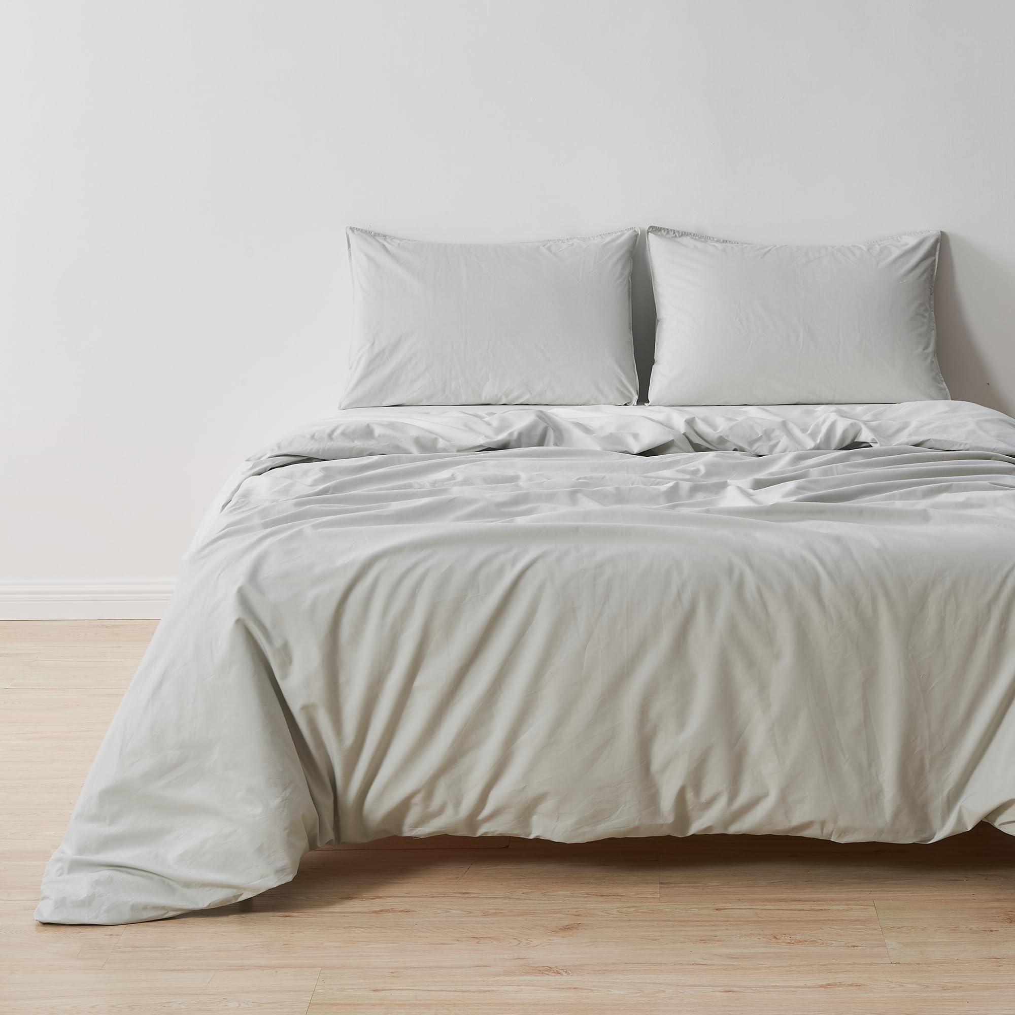 100% Pima Cotton Percale Duvet Set - 2 Pc Twin Size Duvet Cover with Sham - Breathable, Durable, Long Staple Cotton Bedding Set - Corner Ties &